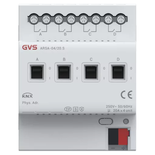 GVS ARSA-04/20.S KNX kapcsolóaktor | 4 kimenetes, 20A, KNX-Secure