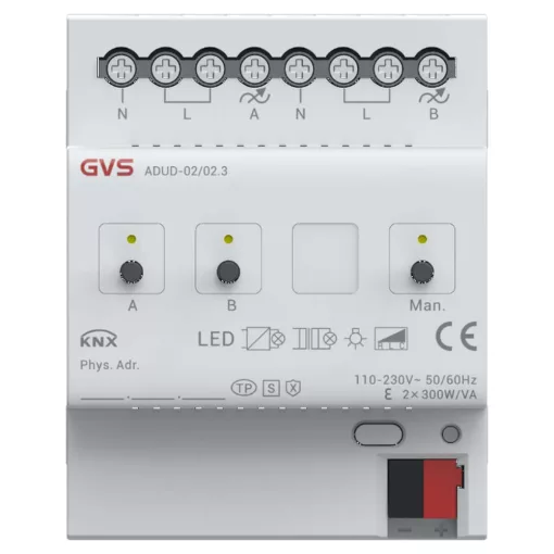 GVS ADUD-02/02.3 KNX univerzális dimmaktor | 2 kimenetes, KNX-Secure