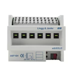   LINGG&JANKE 89205SEC KNX kapcsolóaktor 16 A | 6 kimenetes, kézi vezérlés, secure