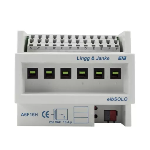 LINGG&JANKE 89205SEC KNX kapcsolóaktor 16 A | 6 kimenetes, kézi vezérlés, secure