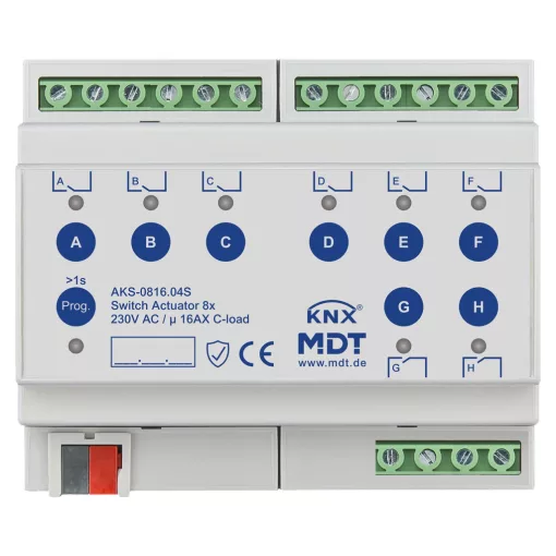 MDT AKS-0816.04S KNX kapcsolóaktor Standard 16 A | 8 kimenetes, Secure