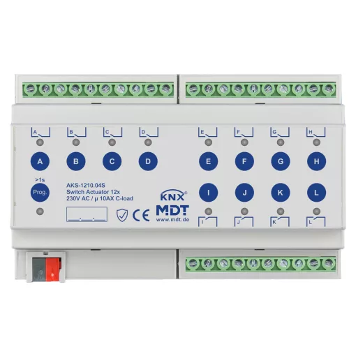 MDT AKS-1210.04S KNX kapcsolóaktor Standard 10 A | 12-csatornás, Secure