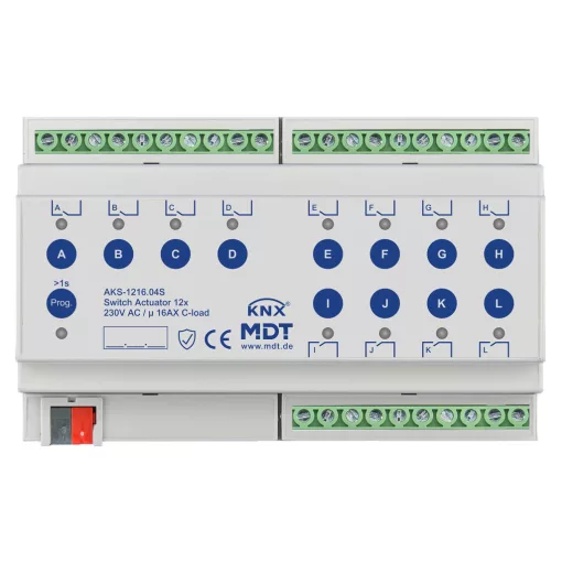 MDT AKS-1216.04S KNX kapcsolóaktor Standard 16 A | 12-csatornás, Secure
