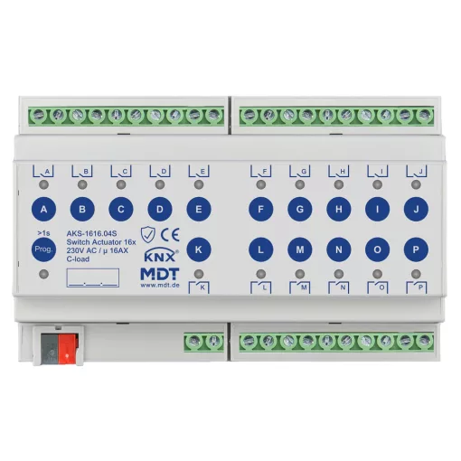 MDT AKS-1616.04S KNX kapcsolóaktor Standard 16 A | 16-csatornás, Secure