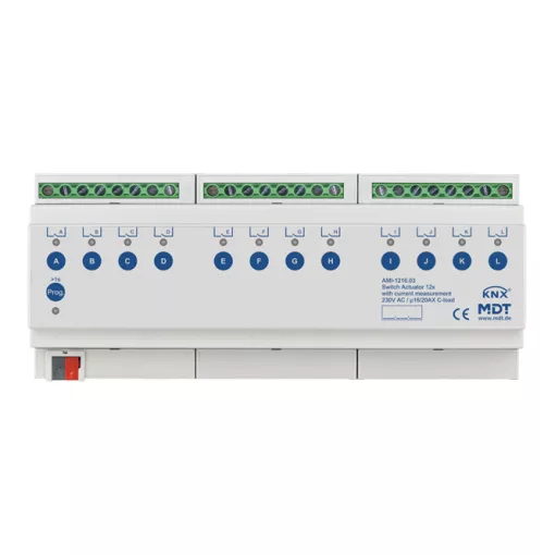 MDT AMI-1216.03 KNX kapcsolóaktor ipari kivitel áramméréssel v3 | 12 csatornás