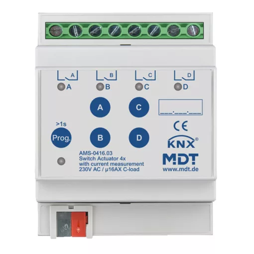 MDT AMS-0416.03 KNX kapcsolóaktor Standard áramméréssel v3 | 4-csatornás