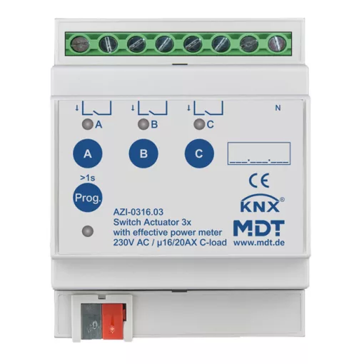 MDT AZI-0316.03 KNX kapcsolóaktor ipari kivitel TrueRMS v3 | 3 kimenetes