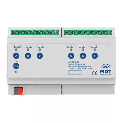 MDT AZI-0616.03 KNX kapcsolóaktor ipari kivitel TrueRMS v3 | 6 kimenetes