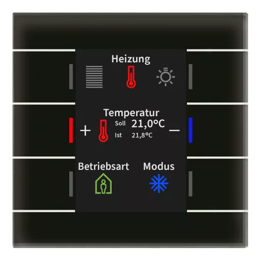 MDT BE-GT2TS.02S KNX Üveg érintőpanel II Smart | hőmérsékletérzékelő | fekete/fekete üveg