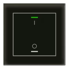   MDT BE-GTL1TS.B1S KNX üveg érintőgomb II Light hőmérsékletérzékelővel | 1 gombos, IO-szimbólum | fekete üveg/fekete