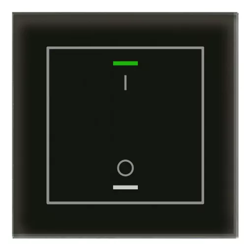 MDT BE-GTL1TS.B1S KNX üveg érintőgomb II Light hőmérsékletérzékelővel | 1 gombos, IO-szimbólum | fekete üveg/fekete