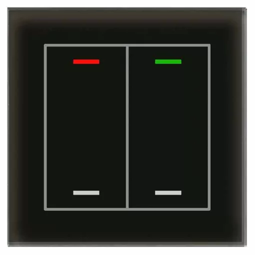 MDT BE-GTL20S.01S KNX Üveg érintőpanel II Light | 2-csatornás, semleges | fekete/fekete üveg