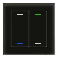   MDT BE-GTL2TS.01S KNX Üveg Érintőkapcsoló II Light hőmérséklet-érzékelővel | 2-csatornás, semleges | fekete/fekete üveg