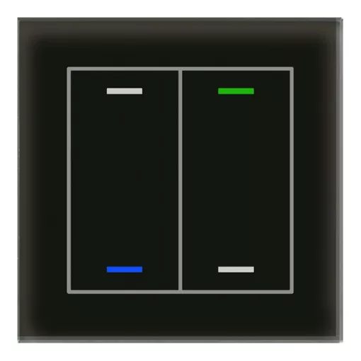 MDT BE-GTL2TS.01S KNX Üveg Érintőkapcsoló II Light hőmérséklet-érzékelővel | 2-csatornás, semleges | fekete/fekete üveg