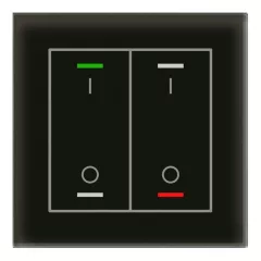   MDT BE-GTL2TS.B1S KNX Üveg érintőpanel II Light hőmérsékletérzékelővel | 2-csatornás, IO-szimbólum | fekete üveg/fekete