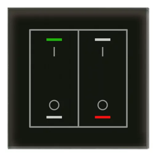 MDT BE-GTL2TS.B1S KNX Üveg érintőpanel II Light hőmérsékletérzékelővel | 2-csatornás, IO-szimbólum | fekete üveg/fekete