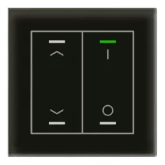   MDT BE-GTL2TS.C1S KNX üveg érintőkapcsoló II Light hőmérsékletérzékelővel | 2-zónás, nyilak, IO | fekete üveg/fekete