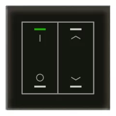   MDT BE-GTL2TS.D1S KNX Üveg érintőpanel II Light hőmérsékletérzékelővel | 2-csatornás, IO, nyilak | üveg fekete/fekete