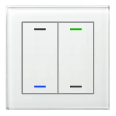   MDT BE-GTL2TW.01 KNX üveg érintőgomb II Light hőmérséklet-érzékelővel | 2-csatornás, semleges | fehér üveg