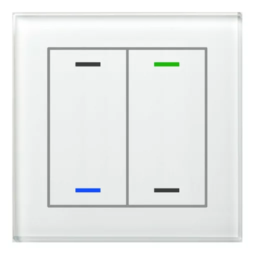 MDT BE-GTL2TW.01 KNX üveg érintőgomb II Light hőmérséklet-érzékelővel | 2-csatornás, semleges | fehér üveg