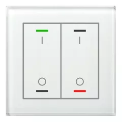   MDT BE-GTL2TW.B1 KNX Üveg Érintőgomb II Light hőmérséklet-érzékelővel | 2-csatornás, IO-szimbólum | fehér üveg