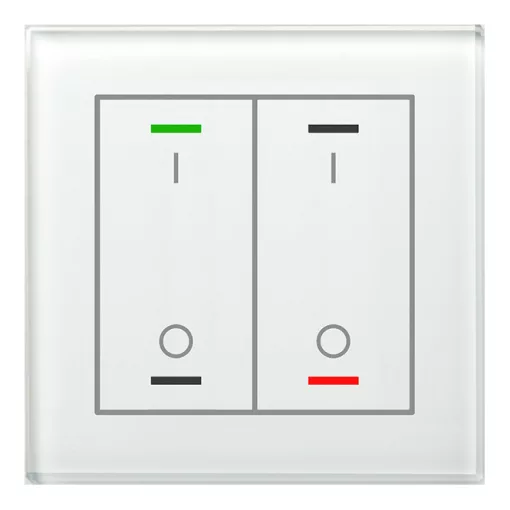 MDT BE-GTL2TW.B1 KNX Üveg Érintőgomb II Light hőmérséklet-érzékelővel | 2-csatornás, IO-szimbólum | fehér üveg