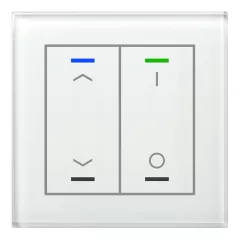   MDT BE-GTL2TW.C1 KNX Üveg Érintőgomb II Light hőmérséklet-érzékelővel | 2-csatornás, IO, nyilak | fehér üveg