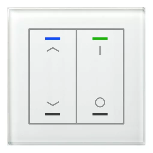 MDT BE-GTL2TW.C1 KNX Üveg Érintőgomb II Light hőmérséklet-érzékelővel | 2-csatornás, IO, nyilak | fehér üveg