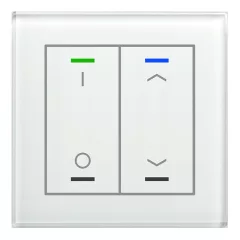   MDT BE-GTL2TW.D1 KNX Üveg Érintőgomb II Light hőmérsékletérzékelővel | 2-csatornás, IO, nyilak | fehér üveg