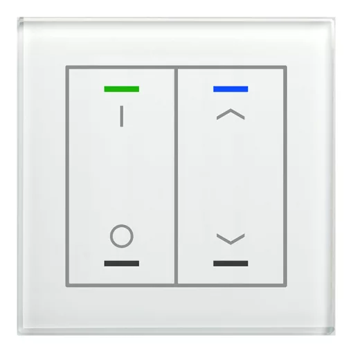 MDT BE-GTL2TW.D1 KNX Üveg Érintőgomb II Light hőmérsékletérzékelővel | 2-csatornás, IO, nyilak | fehér üveg