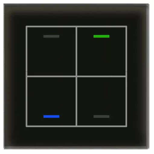 MDT BE-GTL40S.01S KNX Üveg érintőpanel II Light | 4-csatornás, semleges | fekete/fekete üveg