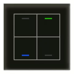   MDT BE-GTL4TS.01S KNX üveg érintőgomb II Light hőmérséklet-érzékelővel | 4-csatornás, semleges | fekete/fekete üveg
