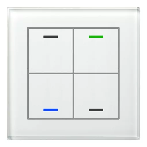 MDT BE-GTL4TW.01 KNX üveg érintőgomb II Light hőmérsékletérzékelővel | 4-csatornás, semleges | fehér üveg