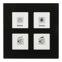   MDT BE-GTT4S.01 KNX üveglap érintőkapcsoló Plus | 4-csatornás, hőmérsékletérzékelővel | fekete üveg
