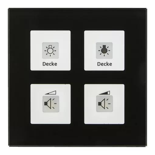 MDT BE-GTT4S.01 KNX üveglap érintőkapcsoló Plus | 4-csatornás, hőmérsékletérzékelővel | fekete üveg