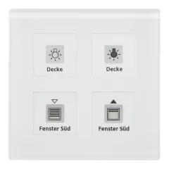   MDT BE-GTT4W.01 KNX Üveg Érintő Plus | 4-csatornás, hőmérsékletérzékelővel | fehér üveg