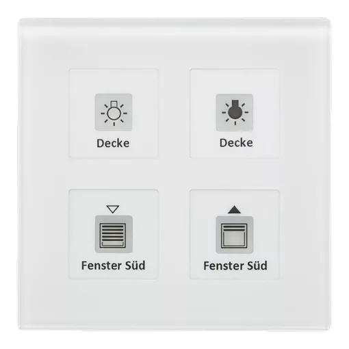 MDT BE-GTT4W.01 KNX Üveg Érintő Plus | 4-csatornás, hőmérsékletérzékelővel | fehér üveg