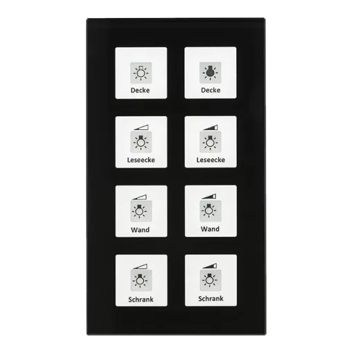 MDT BE-GTT8S.01 KNX Üveg érintőpanel Plus | 8-csatornás, hőmérsékletérzékelő | fekete üveg