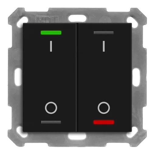MDT BE-TAL55T206.B1 KNX tapintásérzékelő Light 55 hőmérsékletérzékelővel | 2-csatornás, IO | matt fekete