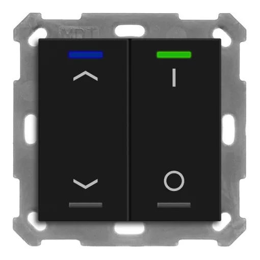 MDT BE-TAL55T206.C1 KNX tapintásérzékelő Light 55 hőmérsékletérzékelővel | 2-csatornás, nyilak, IO | fekete matt