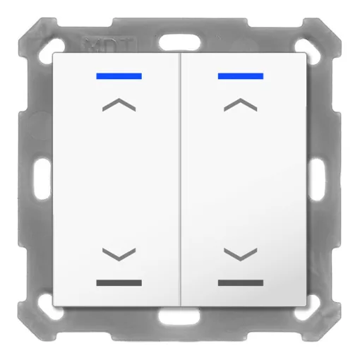 MDT BE-TAL55T2.A1 KNX tapintásérzékelő Light 55 hőmérsékletérzékelővel | 2-csatornás, nyilak | tiszta fehér fényes