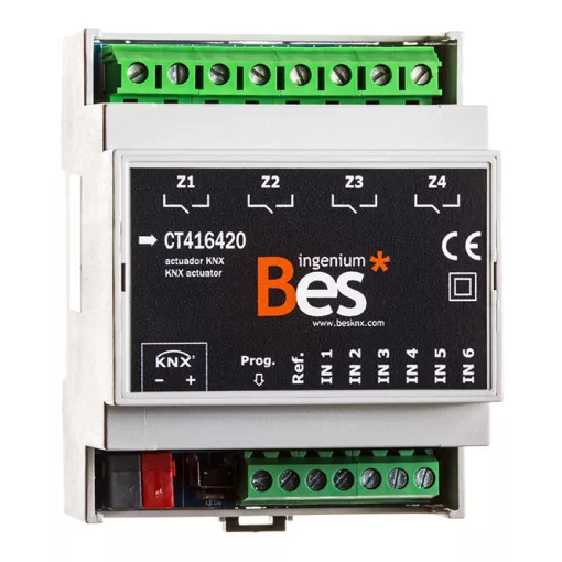 BESKNX CT416420 KNX univerzális aktor 16 A | 4-csatornás, 6 bemenet, mech. kézi vezérlés