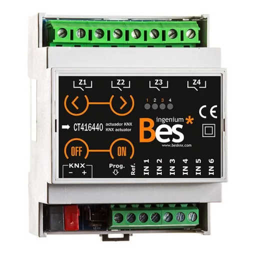 BESKNX 6E4S-16A-K KNX univerzális aktor 16 A | 4 kimenetes, 6 bemenettel, elektr. kézi vezérlés