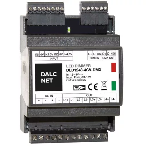 DALCNET DLD1248-4CV-DMX DMX LED dimmaktor CV | 4-csatornás, 5 A, REG
