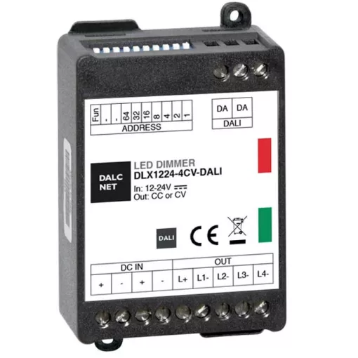 DALCNET DLX1224-4CV-DALI DALI-LED-dimmaktor CV | 4-csatornás, 5 A, DE