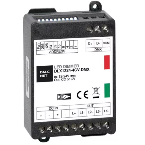 DALCNET DLX1224-4CV-DMX DMX-LED dimmaktor CV | 4-csatornás, 5 A, DE