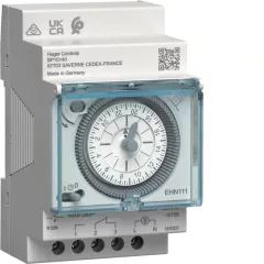   HAGER EHN111 elektromechanikus időkapcsoló óra | menetrezerva, napi, 1 áramkör, 16A