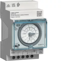   HAGER EHN171 elektromechanikus időkapcsoló óra | tartalék járással, heti, 1 pólusú, 16A