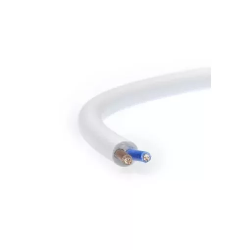 MT (H05VV-F) 2x1 mm2 kábel, sodrott réz, fehér PVC szigetelésű, 300/500V