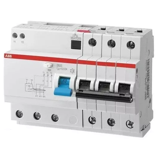 ABB 2CSR253101R1255 kismegszakítóval kombinált áramvédő kapcsoló (FI-relé), 3P, B karakterisztika, 25A, 30mA, 6kA, A osztály (ABB DS203 A-B25/0.03)